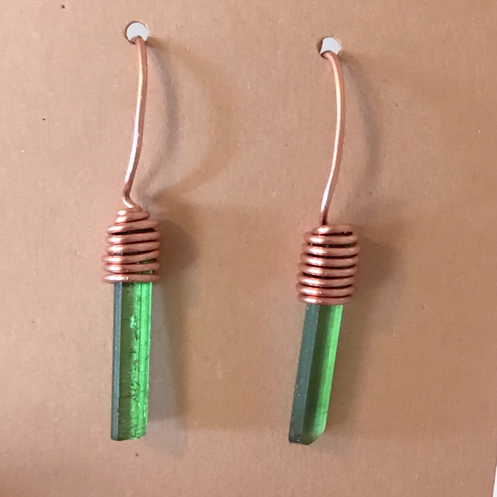 Green Tourmaline Stick Earring
